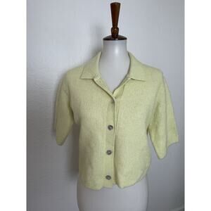 & Other Stories Sweater Collard Cropped Ribbed Wool Blend Yellow